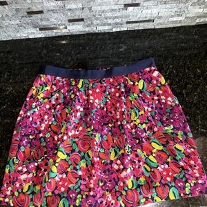 Lilly Pulitzer Pink Multicolor Floral Skater Skirt with Navy Waistband